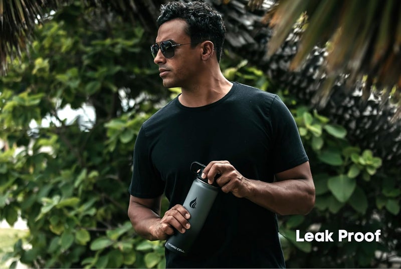 HYDRO CELL Stainless Steel Insulated Water Bottle with Straw - For Cold & Hot Drinks - Metal Vacuum Flask with Screw Cap and Modern Leakproof Sport Thermos for Adults (Graphite/Black 24oz) - Image 3